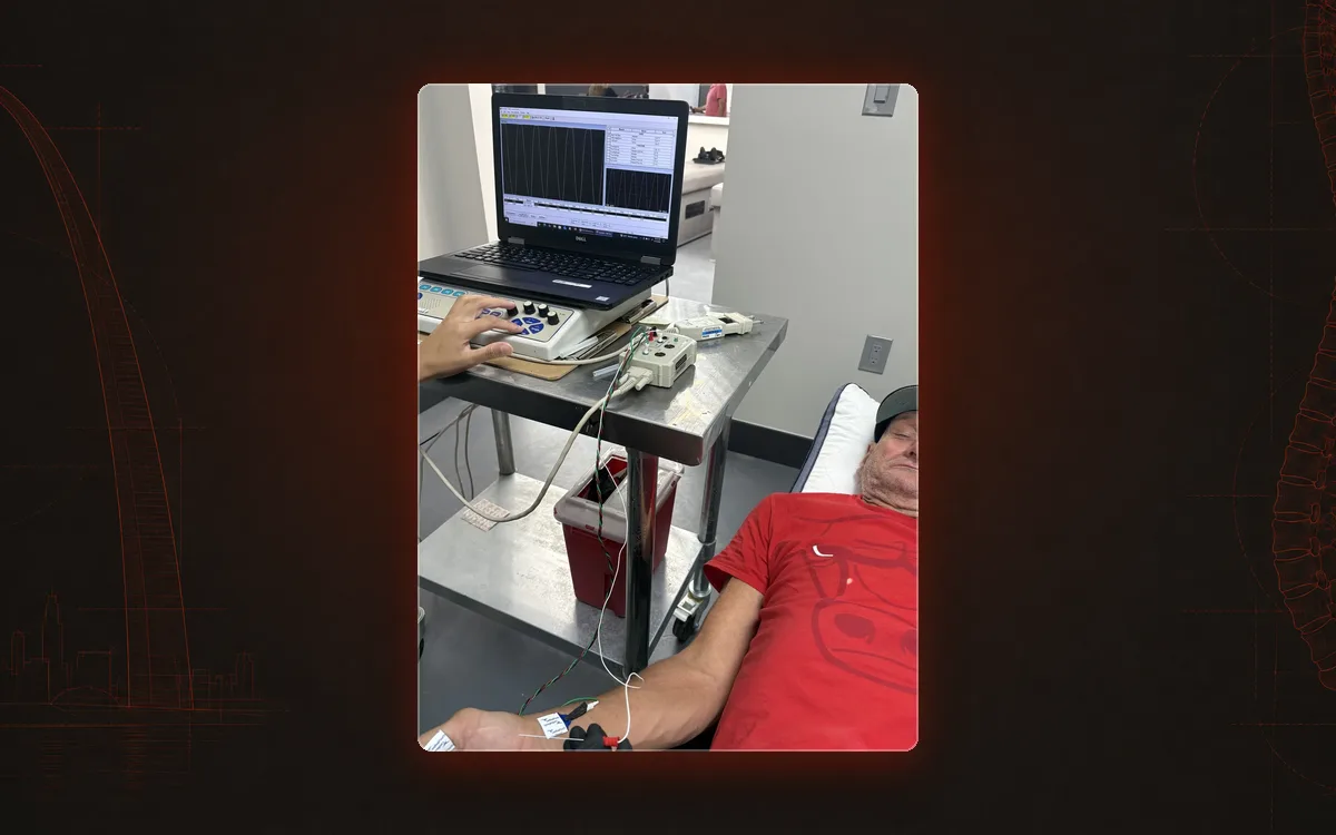 An EMG and nerve conduction study in progress at our clinic.